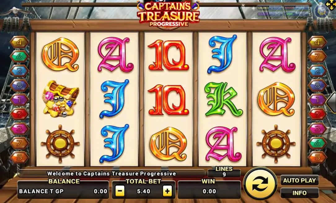 ภาพตัวอย่างเกมสล็อต Captains Treasure Progressive