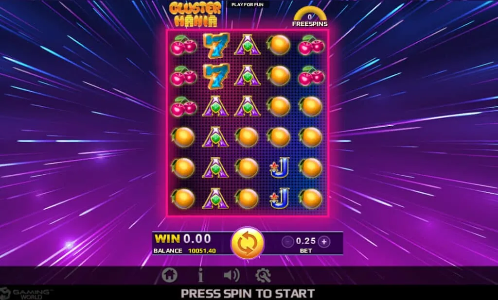 ภาพตัวอย่างเกมสล็อต Cluster Mania