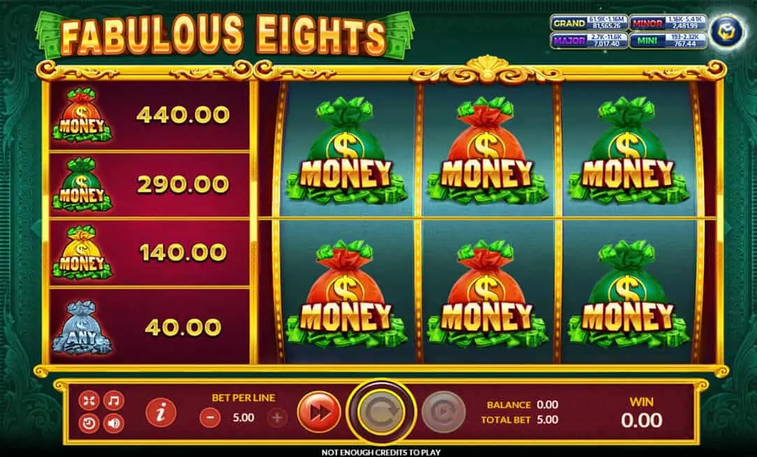 ภาพตัวอย่างเกมสล็อต Fabulous Eights