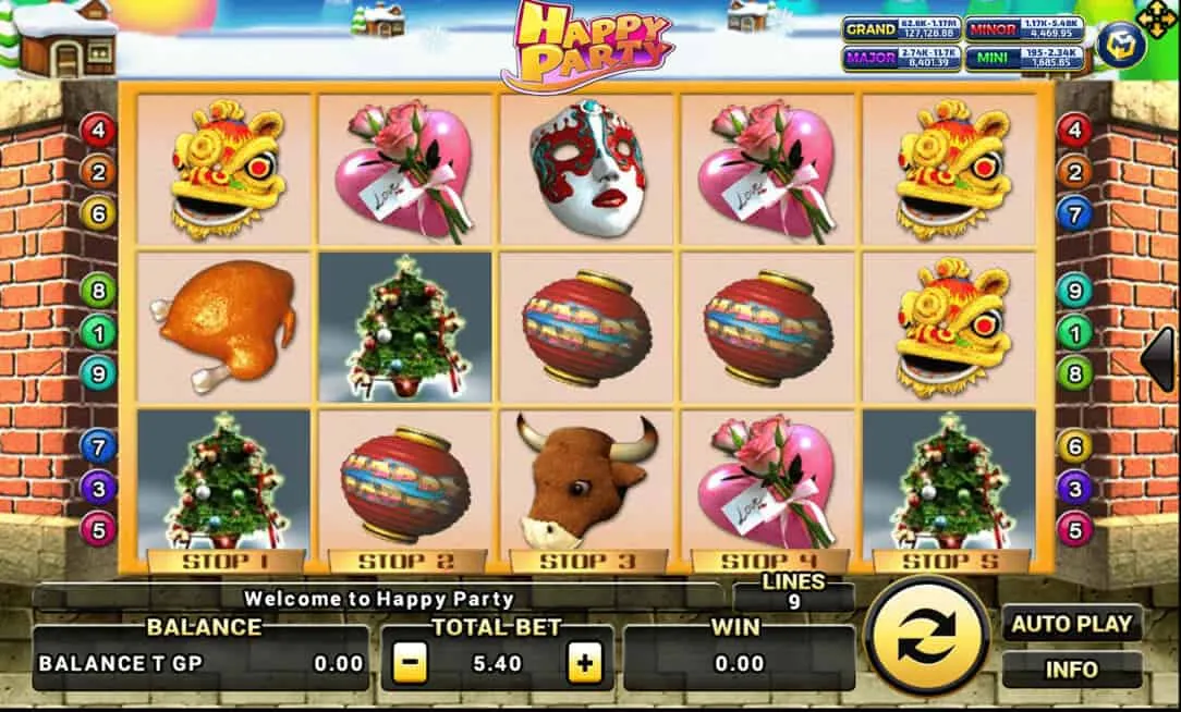 ภาพตัวอย่างเกมสล็อต Happy Party