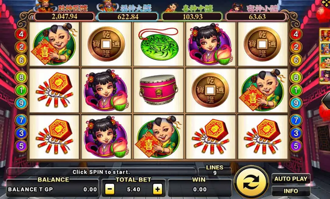 ภาพตัวอย่างเกมสล็อต Lucky God Progressive