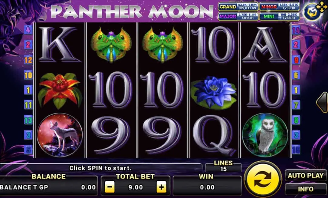 ภาพตัวอย่างเกมสล็อต Panther Moon