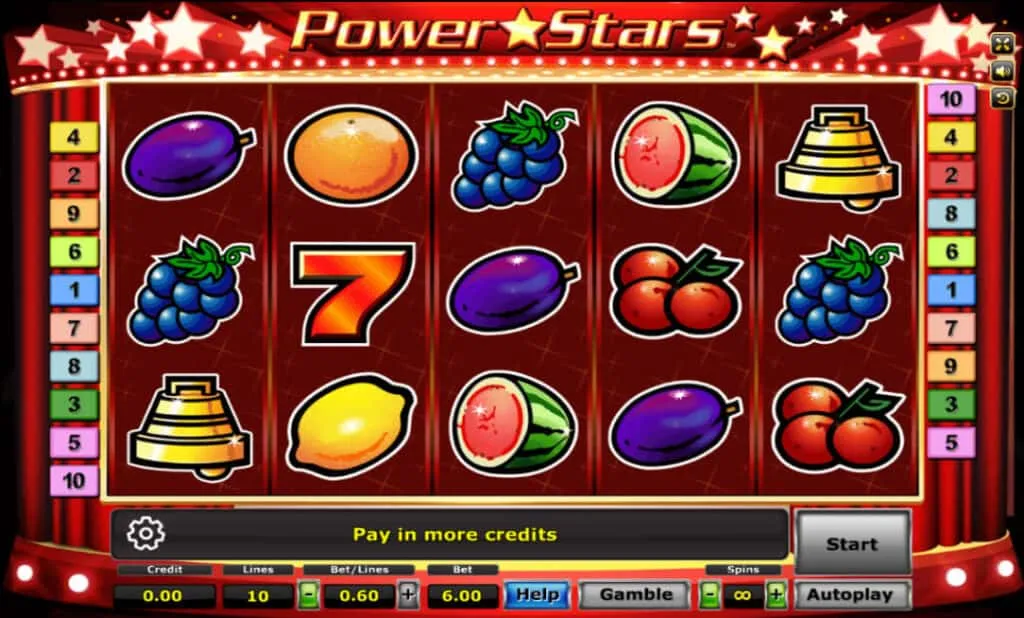 ภาพตัวอย่างเกมสล็อต Power Stars