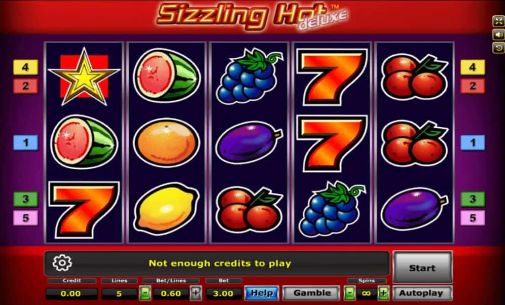 ภาพตัวอย่างเกมสล็อต Sizzling Hot