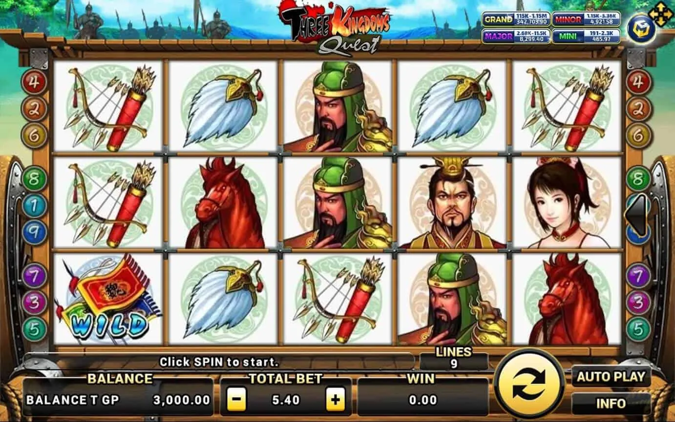ภาพตัวอย่างเกมสล็อต Three Kingdoms Quest